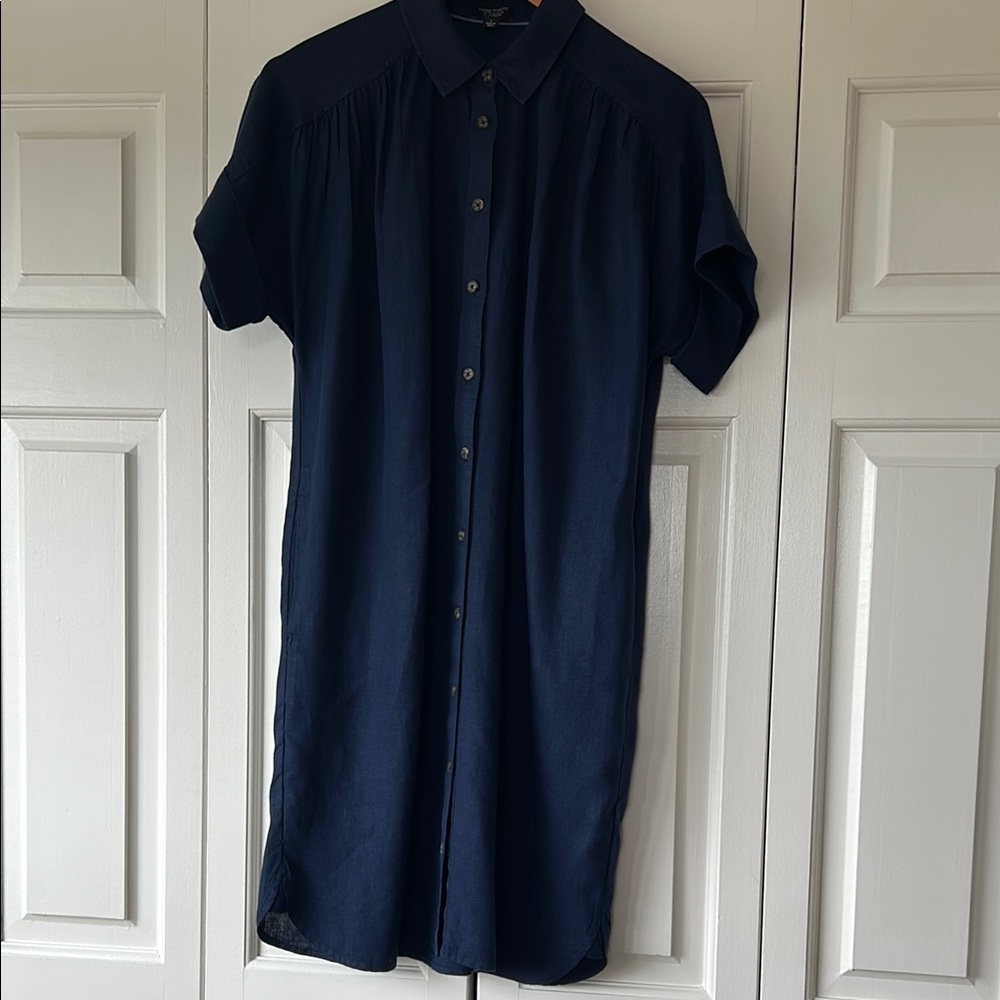 Blue Polo Collar Mini Dress for Work